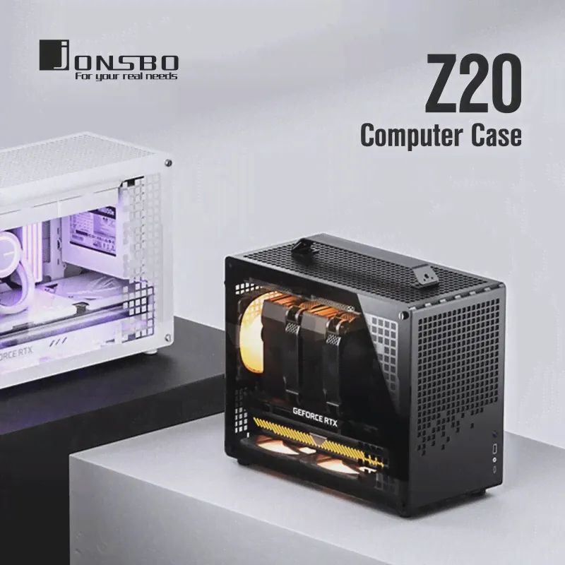 Графическая карта JONSBO Z20, белая, черная, матовая, ATX, шасси, 20 л, со съемной ручкой, с воздушным охлаждением, 163 мм, Type-C, маленькое пространство для рабочего стола (art.: 3920c6160a14a)-3