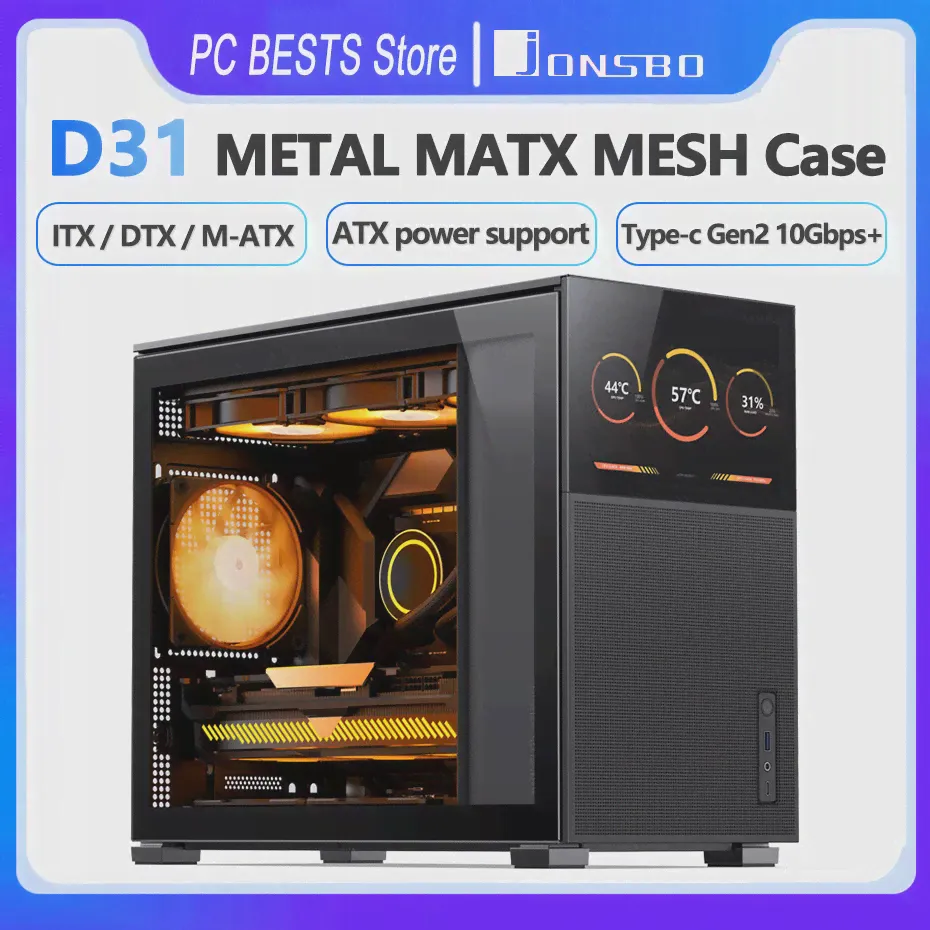 Jonsbo Pinecone D31 чехол MATX ITX DTX небольшой прозрачный Sub-экран видеоигр поддержка ATX Power 360 холодный выхлоп шасси (art.: 3920bf5968439)-0